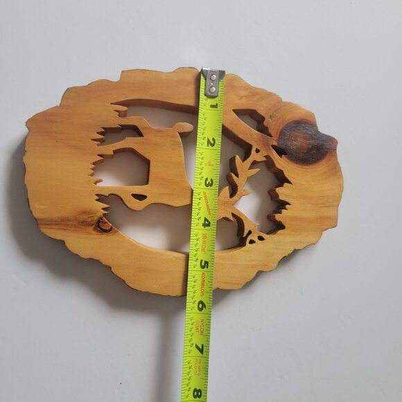 Handcrafted Wooden Deer Silhouette Wall Hanging Art Cabin Rustic - Picture 4 of 6